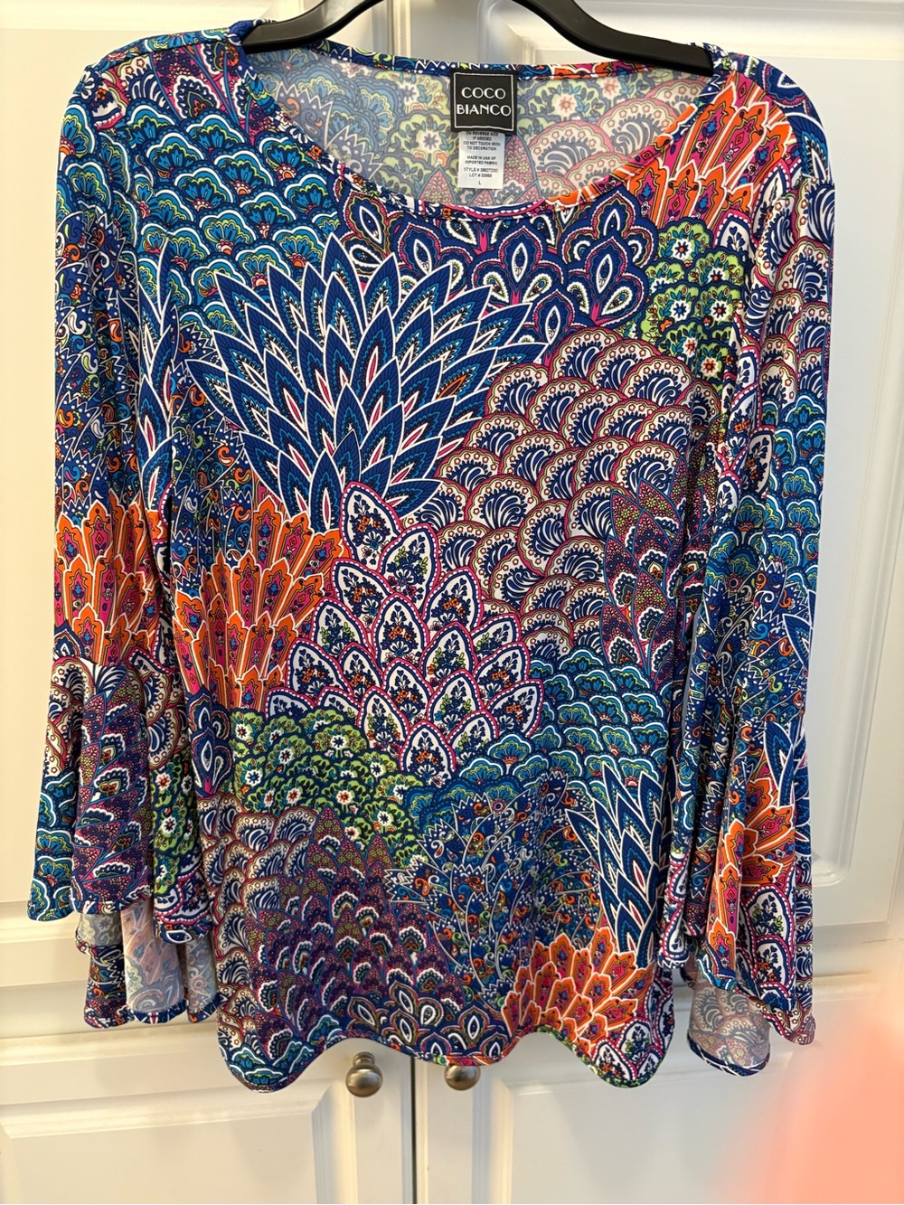 Coco Bianco Multicolor Floral Paisley Long Sleeve Top